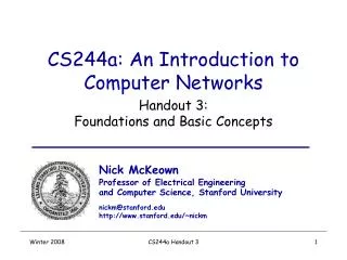 CS244a: An Introduction to Computer Networks