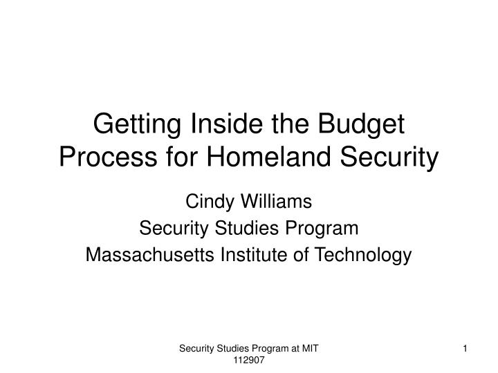 getting inside the budget process for homeland security