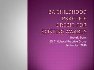 BA Childhood Practice Credit for Existing Awards