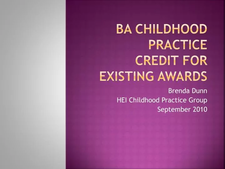 ba childhood practice credit for existing awards