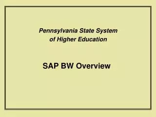 SAP BW Overview
