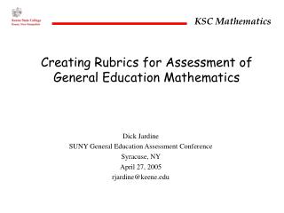 Creating Rubrics for Assessment of General Education Mathematics