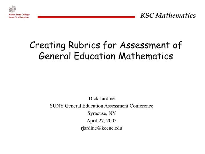 creating rubrics for assessment of general education mathematics