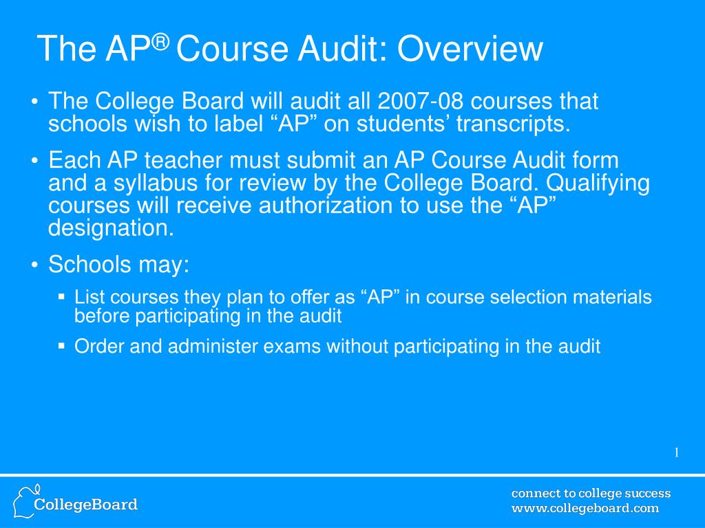 PPT - The AP ® Course Audit: Overview PowerPoint Presentation, free ...