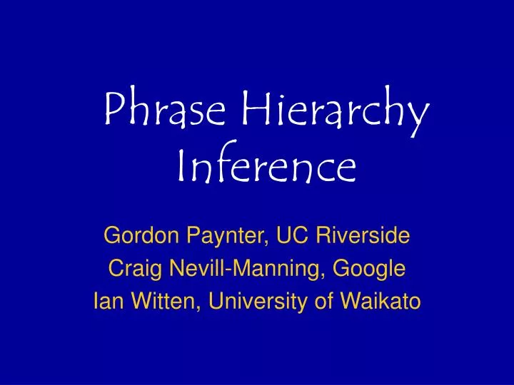 phrase hierarchy inference