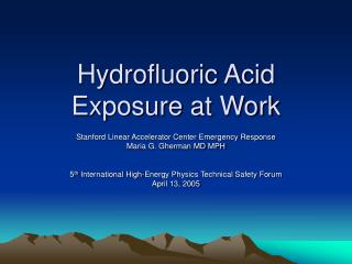 Hydrofluoric Acid Exposure at Work