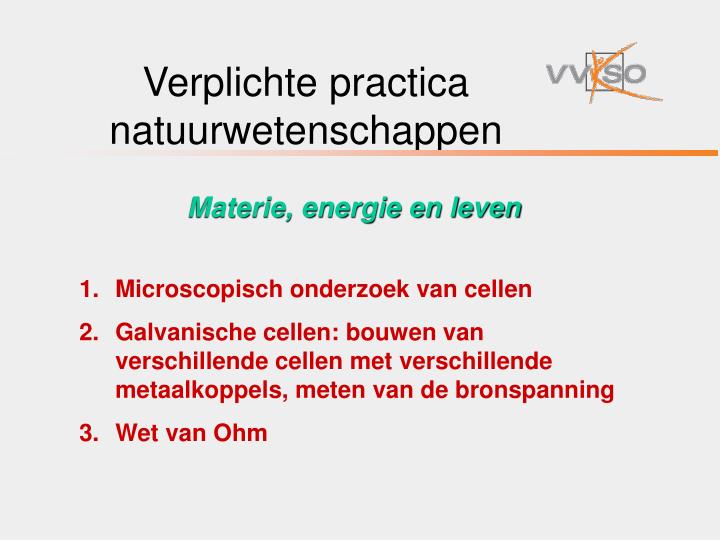 verplichte practica natuurwetenschappen