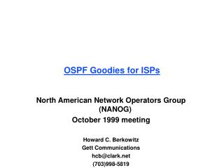 OSPF Goodies for ISPs