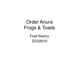 Order Anura Frogs &amp; Toads