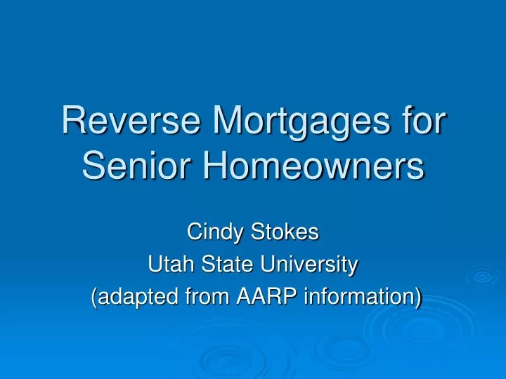 reverse mortgages for senior homeowners