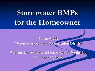 Stormwater BMPs for the Homeowner