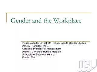 Gender and the Workplace
