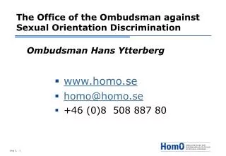 The Office of the Ombudsman against Sexual Orientation Discrimination