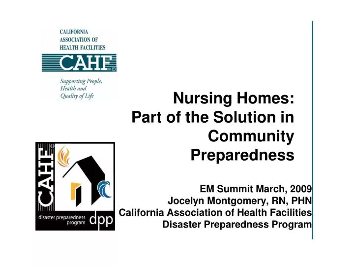 nursing homes part of the solution in community preparedness