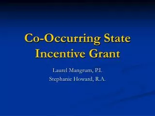 Co-Occurring State Incentive Grant
