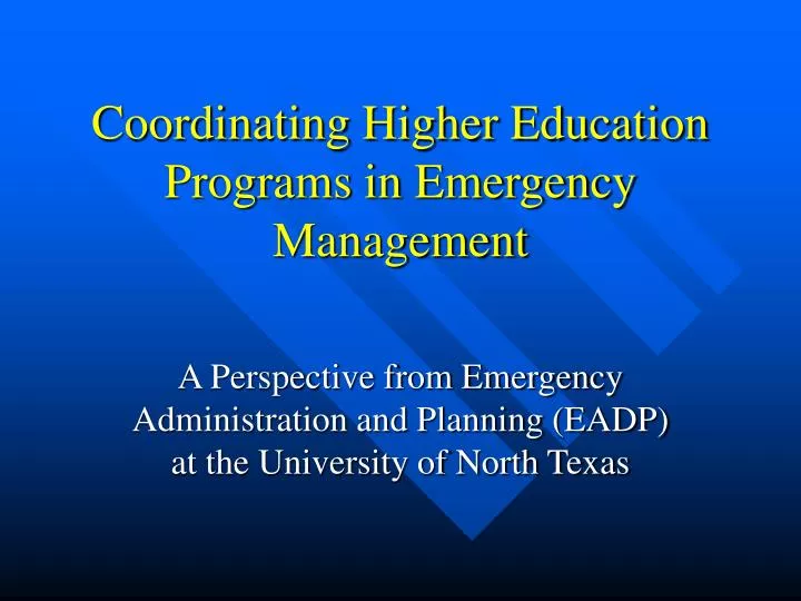 coordinating higher education programs in emergency management