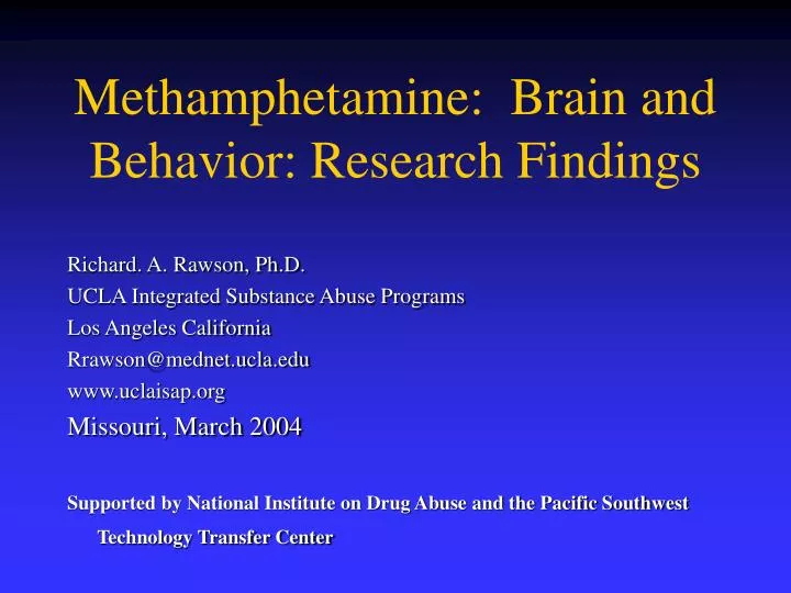 methamphetamine brain and behavior research findings