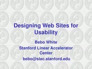 Designing Web Sites for Usability