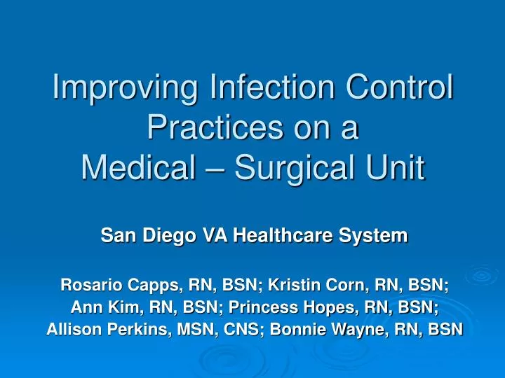 improving infection control practices on a medical surgical unit