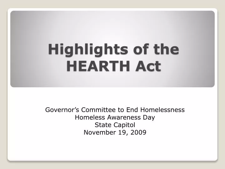 highlights of the hearth act