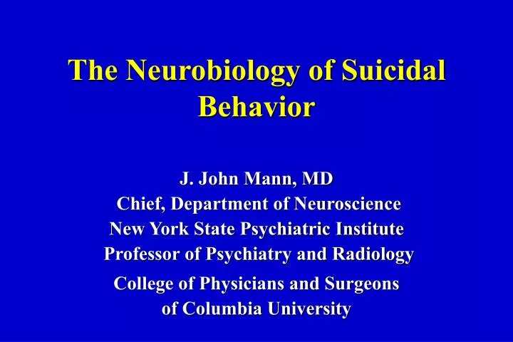 the neurobiology of suicidal behavior