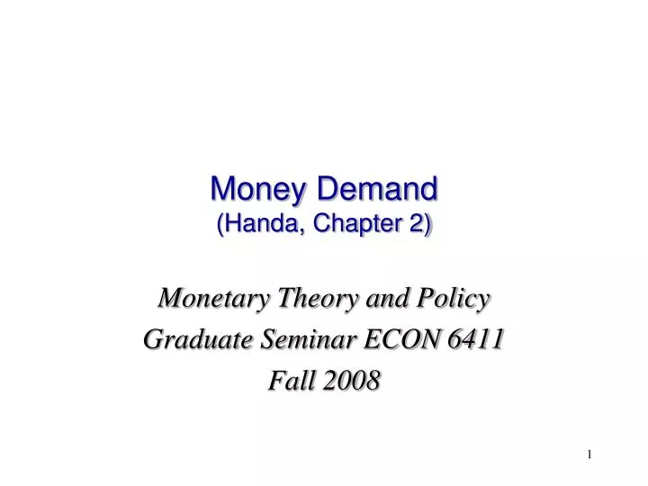 money demand handa chapter 2