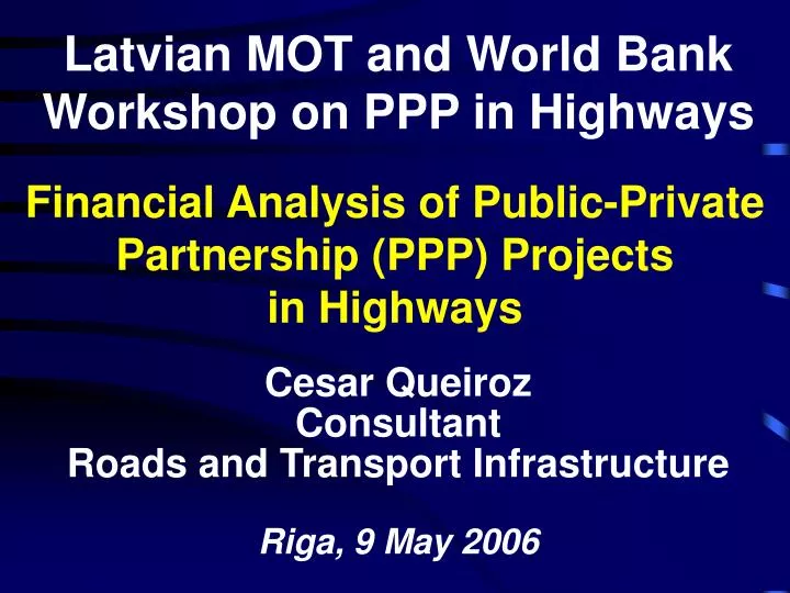 financial analysis of public private partnership ppp projects in highways