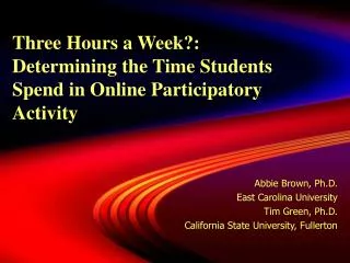 Three Hours a Week?: Determining the Time Students Spend in Online Participatory Activity