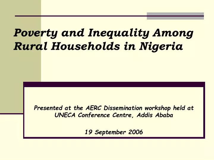 poverty and inequality among rural households in nigeria