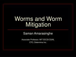 Worms and Worm Mitigation