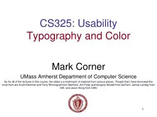 CS325: Usability Typography and Color