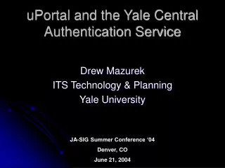 uPortal and the Yale Central Authentication Service