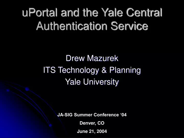 uportal and the yale central authentication service