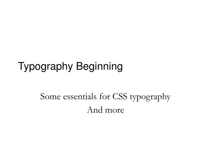typography beginning