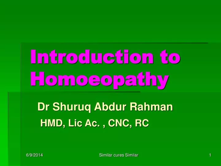 introduction to homoeopathy