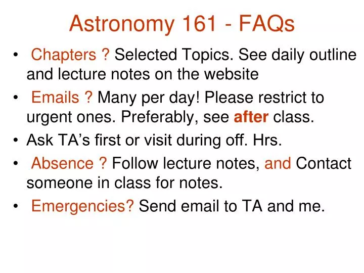 astronomy 161 faqs