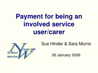 Payment for being an involved service user/carer