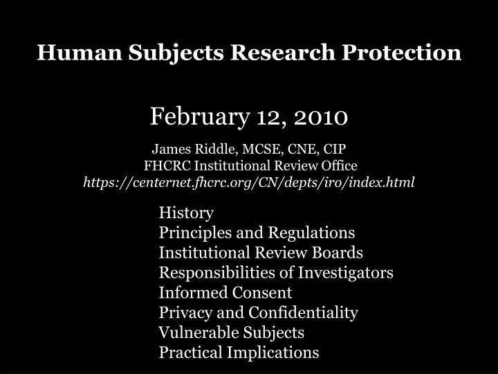human subjects research protection