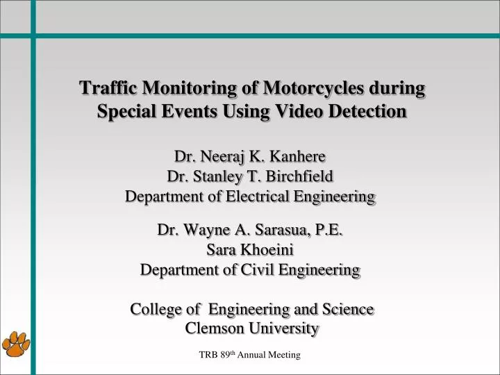 traffic monitoring of motorcycles during special events using video detection