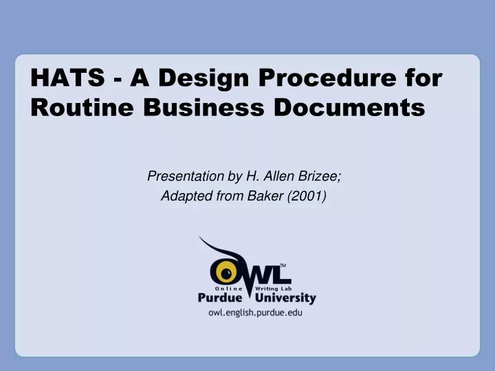 hats a design procedure for routine business documents