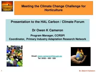 Meeting the Climate Change Challenge for Horticulture
