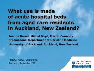 What use is made of acute hospital beds from aged care residents in Auckland, New Zealand?