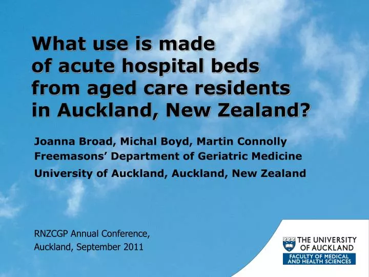 what use is made of acute hospital beds from aged care residents in auckland new zealand