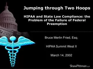 Jumping through Two Hoops HIPAA and State Law Compliance: the Problem of the Failure of Federal Preemption