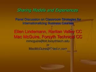 Sharing Models and Experiences
