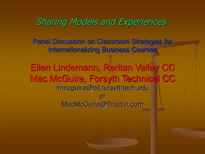 sharing models and experiences