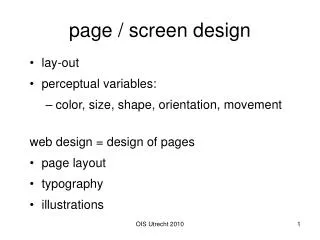 page / screen design