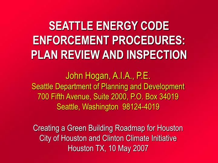 seattle energy code enforcement procedures plan review and inspection