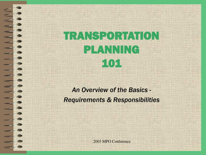 transportation planning 101