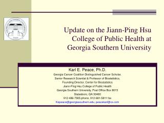 Update on the Jiann-Ping Hsu College of Public Health at Georgia Southern University
